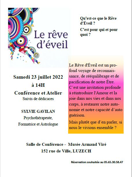 Conférence sur le rêve d'éveil avec Sylvie Gavilan Conférence sur le rêve d'éveil avec Sylvie Gavilan