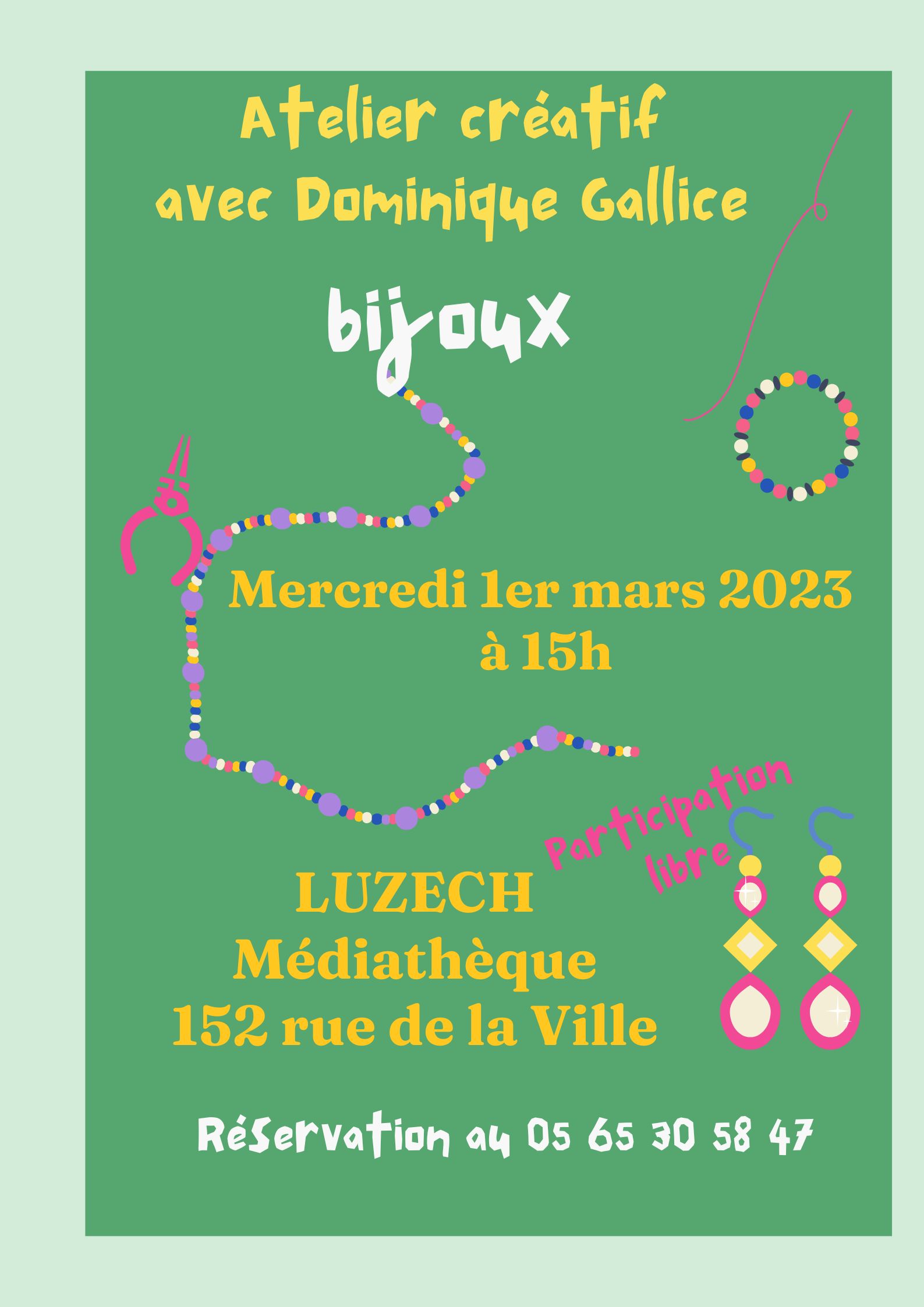 atelier créatif bijoux Luzech