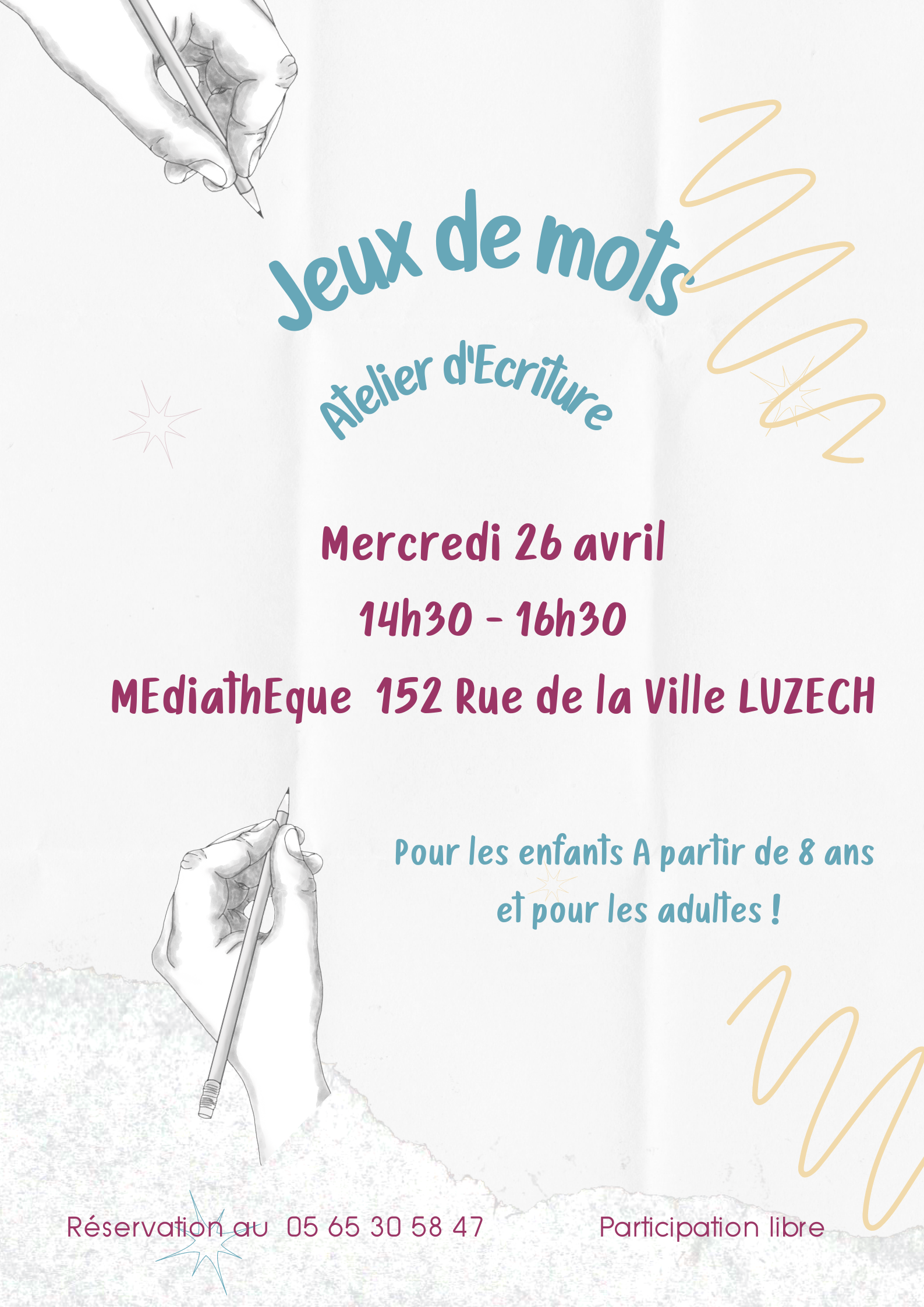 atelier écriture 23 avril 23 mediatheque