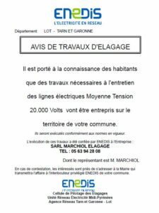 Avis de travaux d’élagage sur la Commune de Luzech
