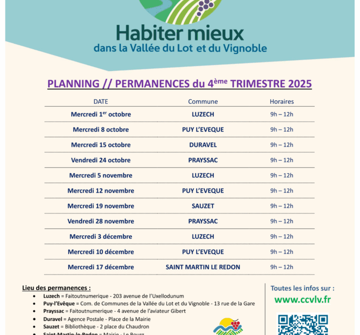 Planning des permanences PIG/OPAH