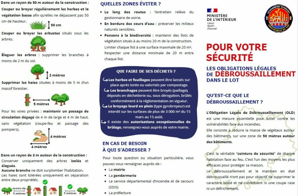 Obligations légales de débroussaillement dans le Lot